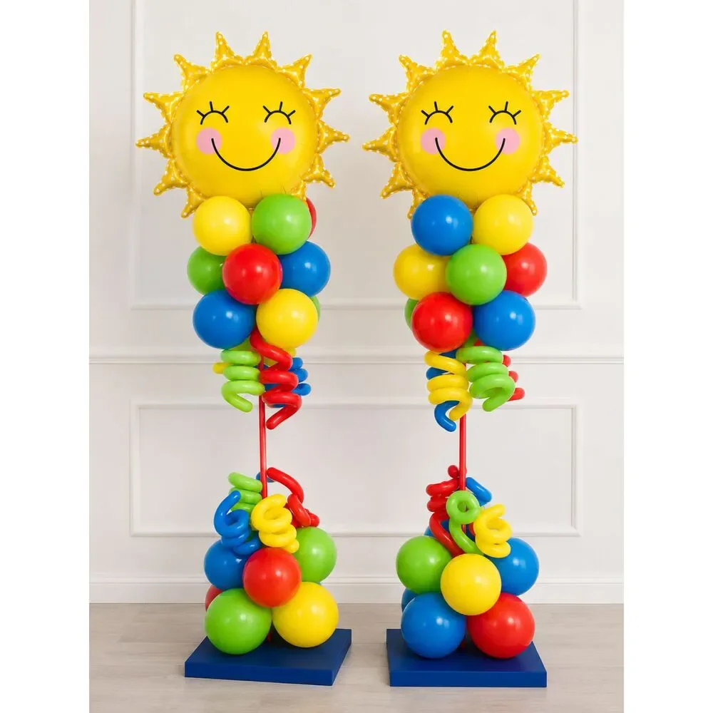 5 Pack 26in Smiling Sun Foil Balloons Yellow Sunshine Birthday Party Decor